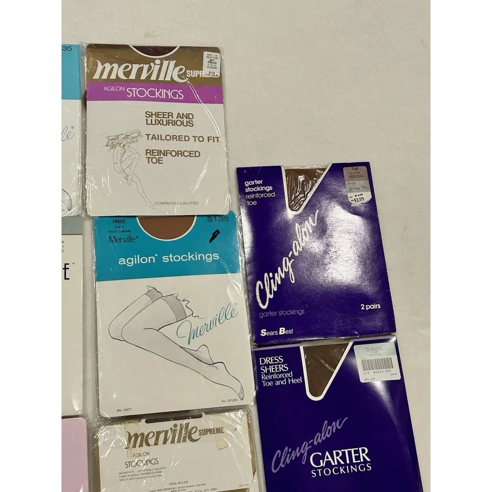 VTG Pantyhose Merville‎ Tights Lot of 11 Various Colors & Sizes